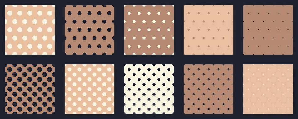 Set polka dots seamless vector pattern. Simple background for web or print... Illustrazione stock