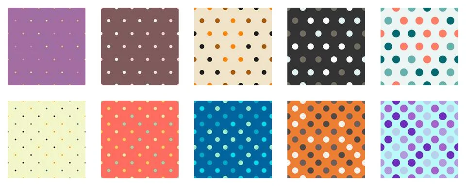 Set polka dots seamless vector pattern. Simple background for web or print... Stock Illustration