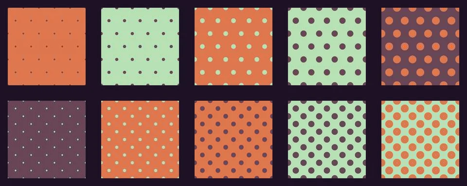 Set polka dots seamless vector pattern. Simple background for web or print... Stock Illustration