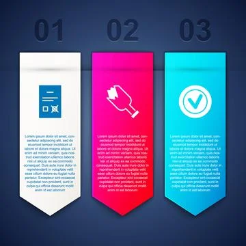 Set Poll document, Broken bottle as weapon and Check mark in round. Business  Stock-Illustration