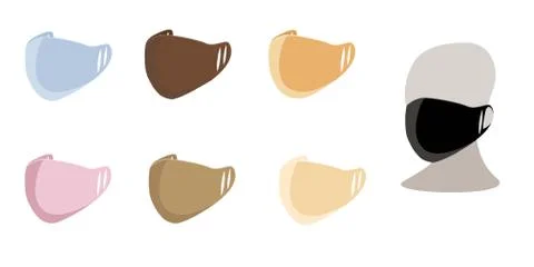 Set of polyester protective masks. Protect against infection and polluted air Stock Illustration