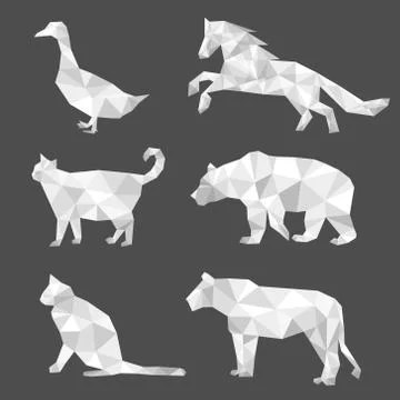 Set of polygon geometric animal. Vector illustration. Stock Illustration
