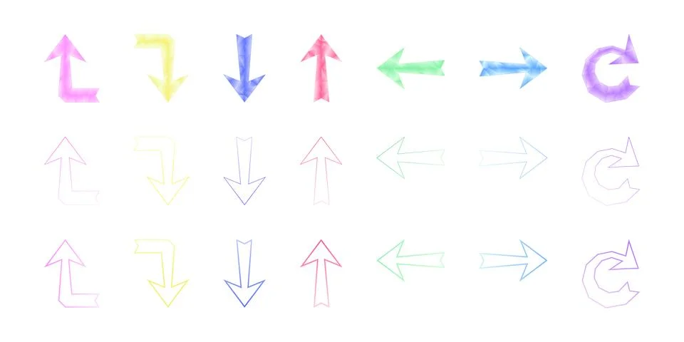 Set of polygonal colored arrows Stock Illustration