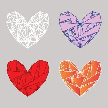 Set of polygonal hearts Illustrazione stock