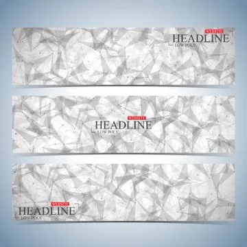 Set of polygonal horizontal backgrounds. Modern page website design template Stock Illustration