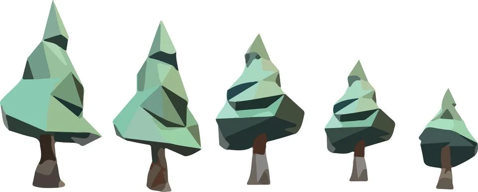 Set polygonal trees Stock Illustration