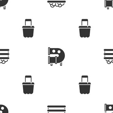 Set Pool with balls, Kid playground slide pipe and Sand in bucket on seamless Illustrazione stock