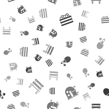 Set Pool with balls, Kid playground slide pipe, Racket and and Bench on seamless Illustrazione stock