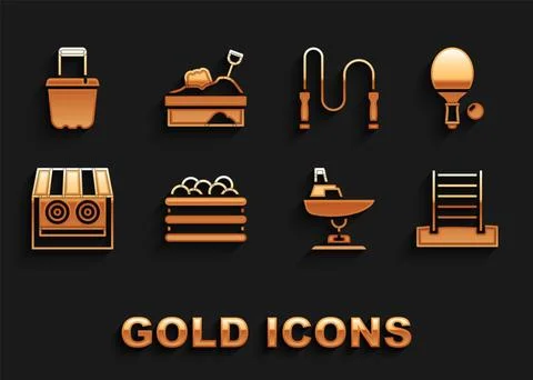 Set Pool with balls, Racket and, Swedish wall, Swing boat, Shooting gallery Illustrazione stock