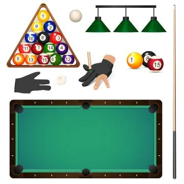 Set of pool, billiard, snooker game objects Stockillustratie