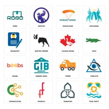 Set of pool party, triquetra, comunication, tipper, boobs, canada goose, biog 無料イラスト素材