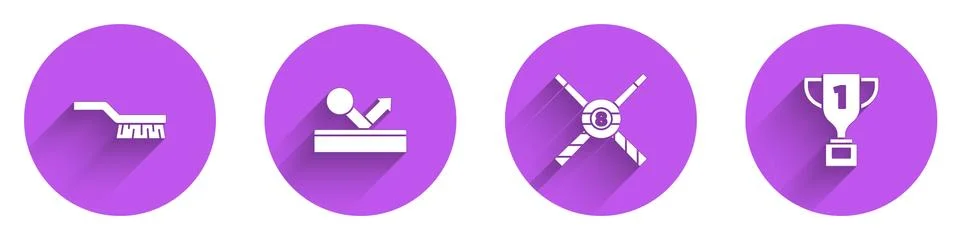 Set Pool table brush, Billiard ball, Crossed billiard cues and and Award cup イラスト素材