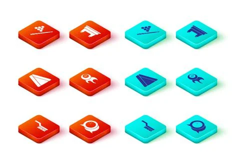 Set Pool table brush, Bowling ball, Billiard triangle, and cue and icon. Vector Stock Illustration