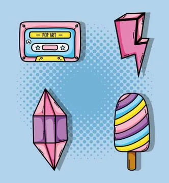 Set of pop art cartoons Stock Illustration