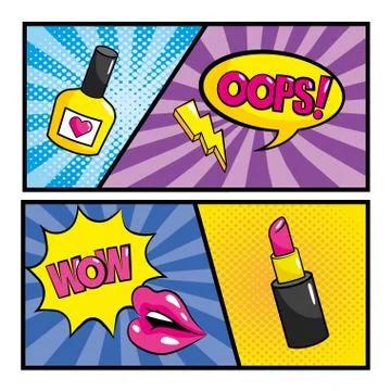 Set pop art comic with chat bubbles messages イラスト素材