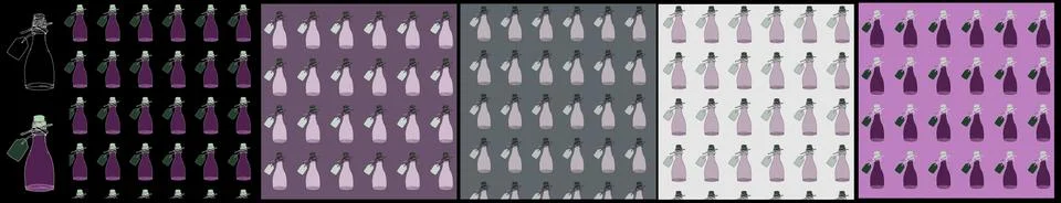 A set, of a pop art composition.  bottle of perfume Illustration