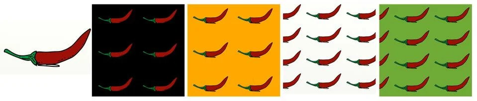 A set, of a pop art composition.a pepper Stock Illustration