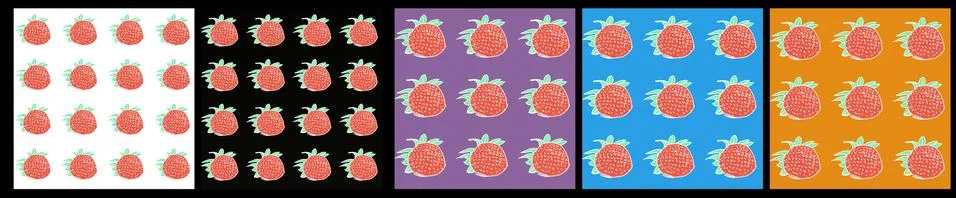 A set, of a pop art composition. A  strawberry Stock Illustration