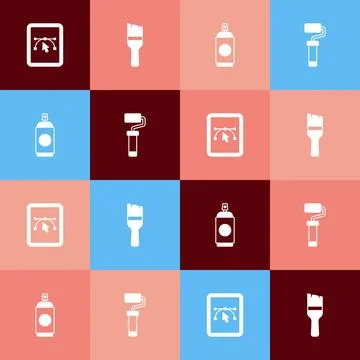 Set pop art Computer with design program, Paint brush, spray can and roller.. Stockillustratie