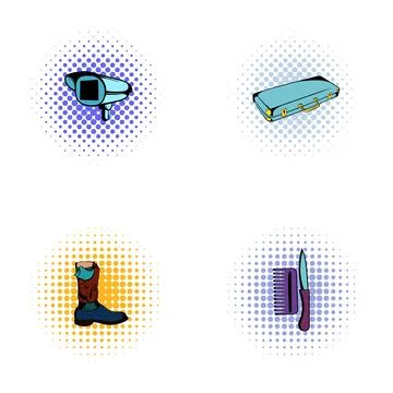 Set of pop art security and fashion objects Stock Illustration