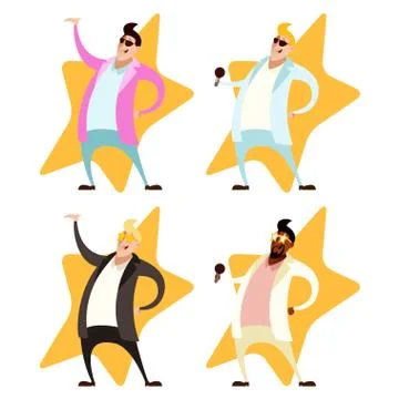 Set of Pop singers Stock Illustration