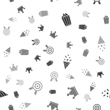 Set Popcorn in box, Jester hat with bells, Festive confetti and Target on Stock Illustration