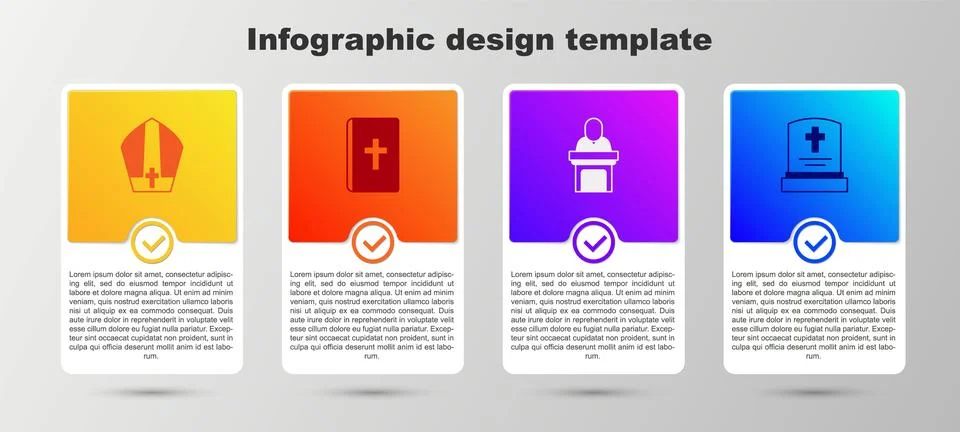 Set Pope hat, Holy bible book, Church pastor preaching and Grave with tombs.. Stock Illustration