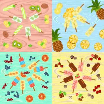 Set of Popsicles Stock Illustration