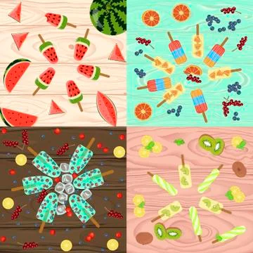Set of Popsicles Stock Illustration