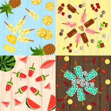 Set of Popsicles Stock Illustration