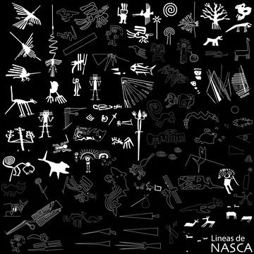 Set Popular nazca lines. 스톡 일러스트
