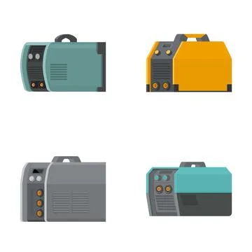 Set of portable generators on white background Ilustración de archivo