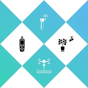 Set Portable sensor, Smart farm with drone, Router and wi-fi signal and farmi Stockillustratie
