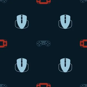 Set Portable video game console, Game controller joystick and Computer mouse on Illustrazione stock