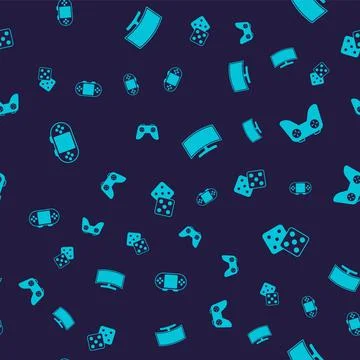 Set Portable video game console, Game controller joystick, Computer monitor and Stock Illustration