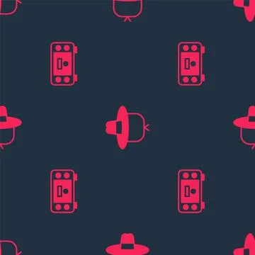 Set Portable video game console and Camping hat on seamless pattern. Vector Stock Illustration