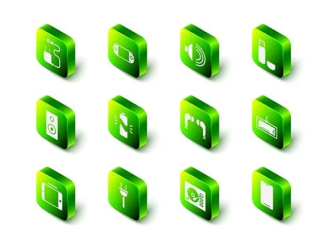 Set Portable video game console Speaker volume USB flash drive Keyboard Smart Stock Illustration