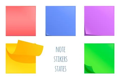 Set of post note stickers. Colorful office stationery tool Stock Illustration