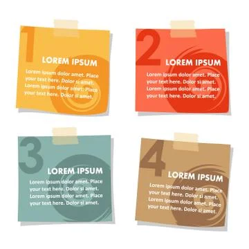 Set of post stick notes papers, vector illustration isolated on white backgro Stock Illustration