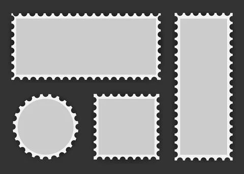 Set of postage stamp, collection square, circle and rectangular postage stamp イラスト素材