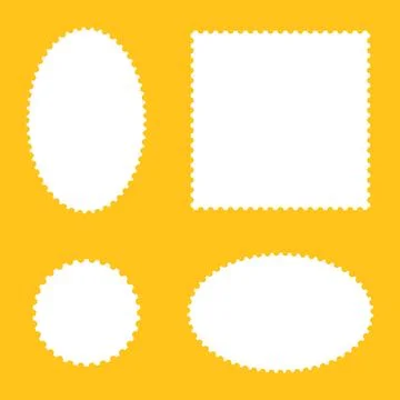 Set of postage stamp frames. Blank circle, square vintage stamps. Empty borders Stock Illustration