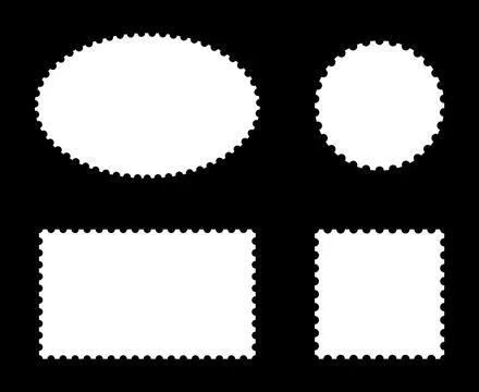 Set of postage stamp frames. Empty borders, backgrounds for postcards, letters Stock Illustration