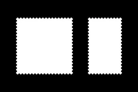 Set of postage stamp pattern frames. Blank rectangular vintage stamp. Illustrazione stock