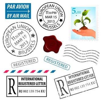 Set Postage Stamps Stock Illustration