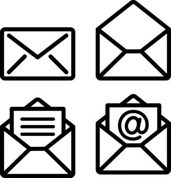 Set of postal envelope line icons Stock Illustration