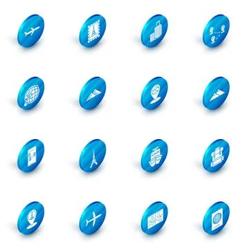 Set Postal stamp and Eiffel tower, Suitcase for travel, Route location, Globe Illustrazione stock