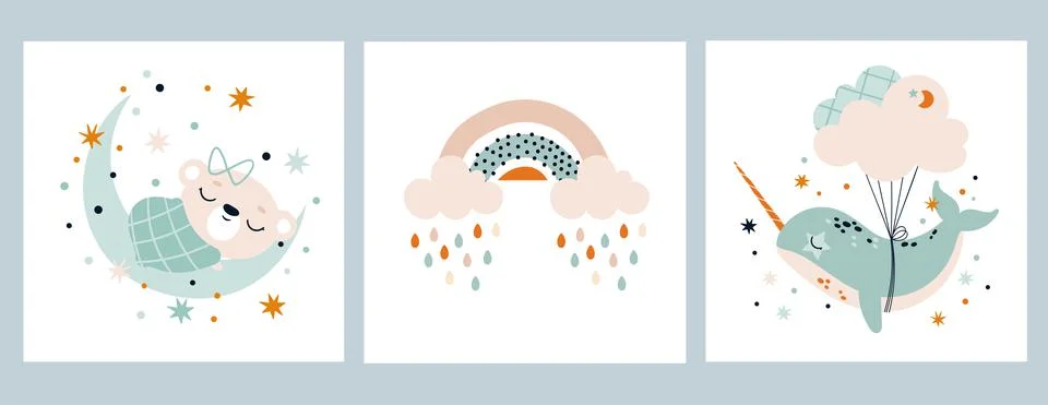 A set of postcards for the nursery Stock Illustration