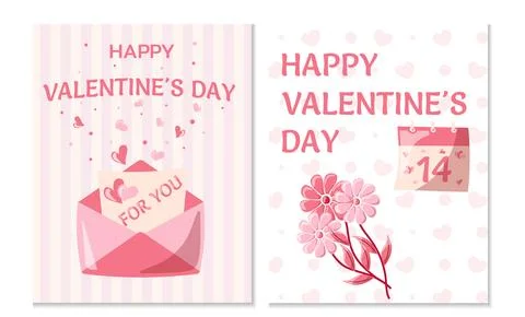 Set of postcards. Vector illustration in cartoon style. Trendy modern Stock Illustration