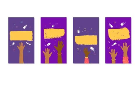 Set of poster template with hand. Collection of blanks for social media netwo Stock Illustration