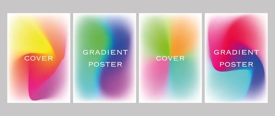 Set of poster templates with gradient blurred backgrounds. Contains bright Illustrazione stock